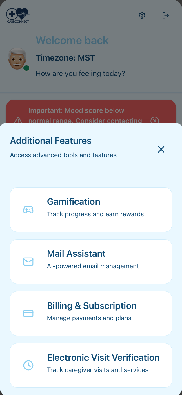 Patient features screen